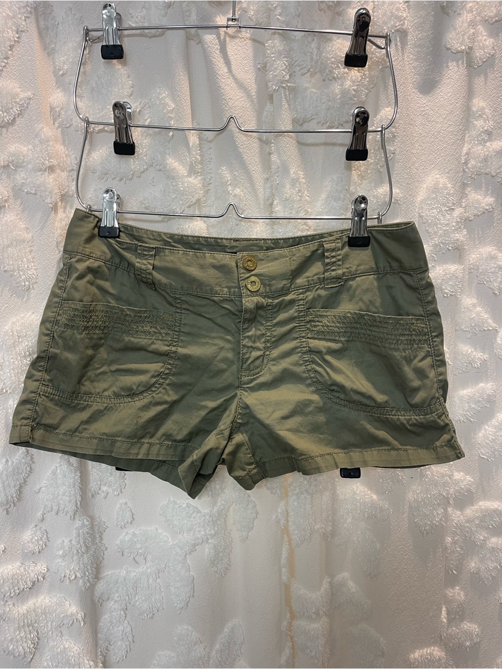 Vintage Y2K Express khaki cargo micro shorts